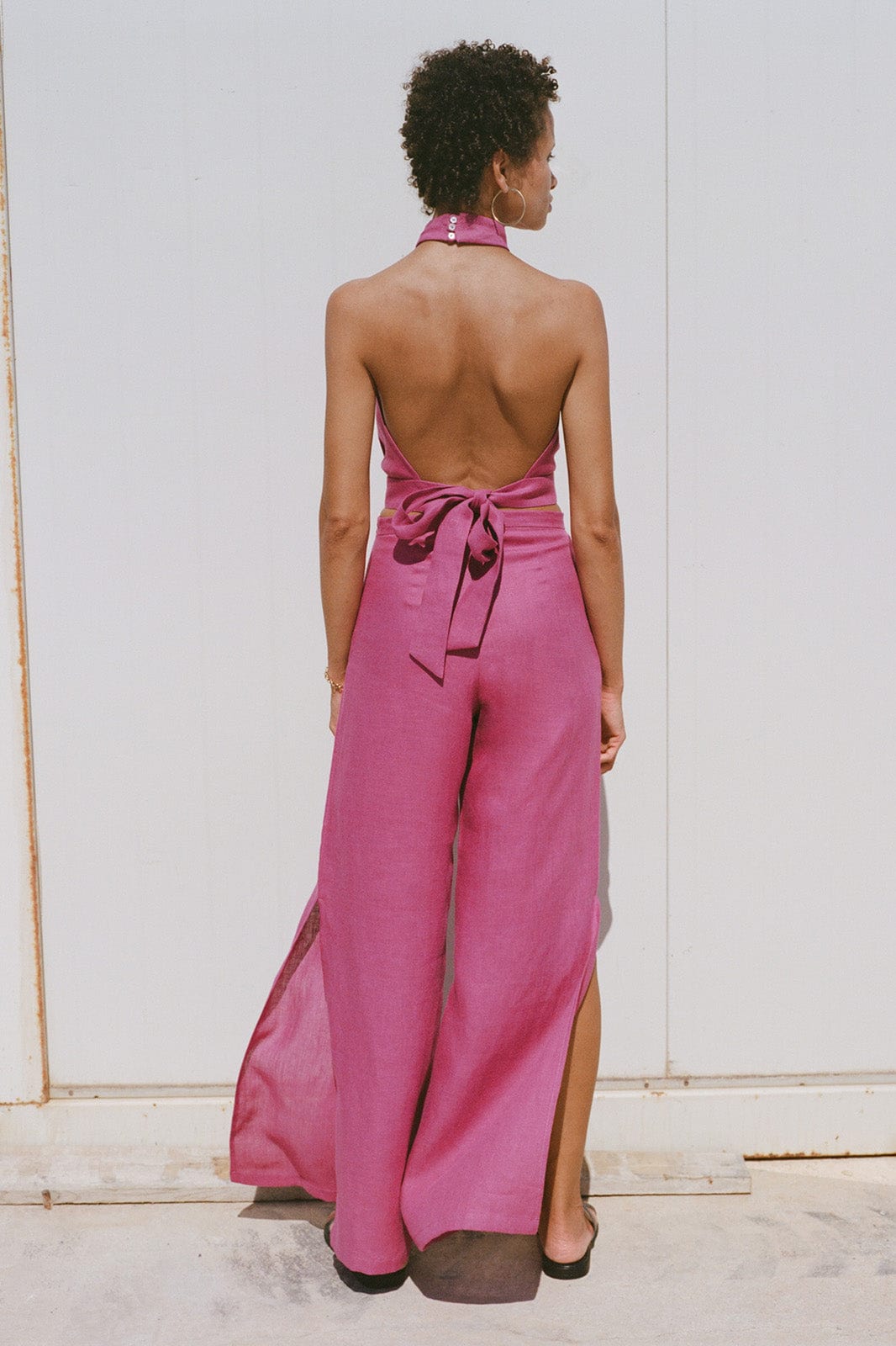 arkitaip Trousers The Lena Wide-Leg Trousers With Slit in berry