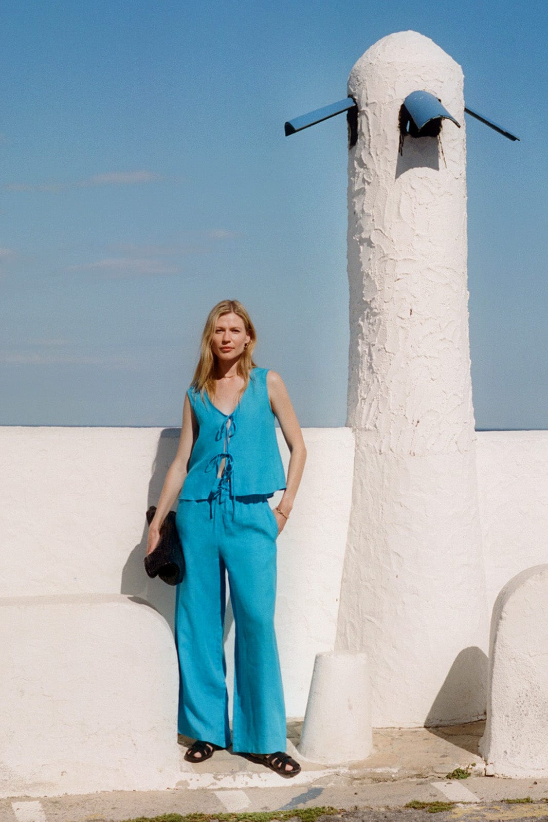 arkitaip Trousers The Marina Drawstring Trousers in ice blue
