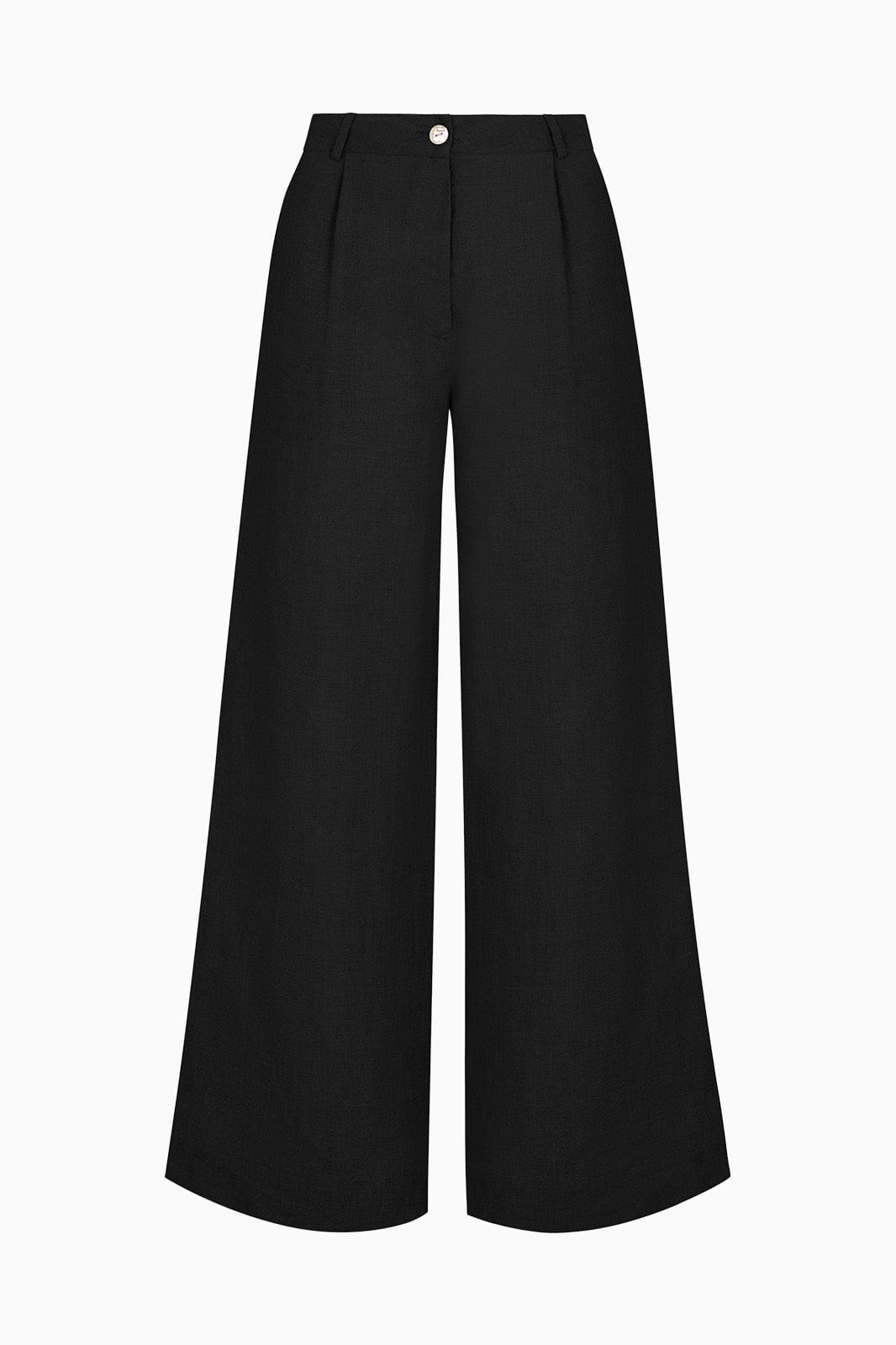 arkitaip Trousers The Willow Wide-Leg Pleated Linen Trousers in black