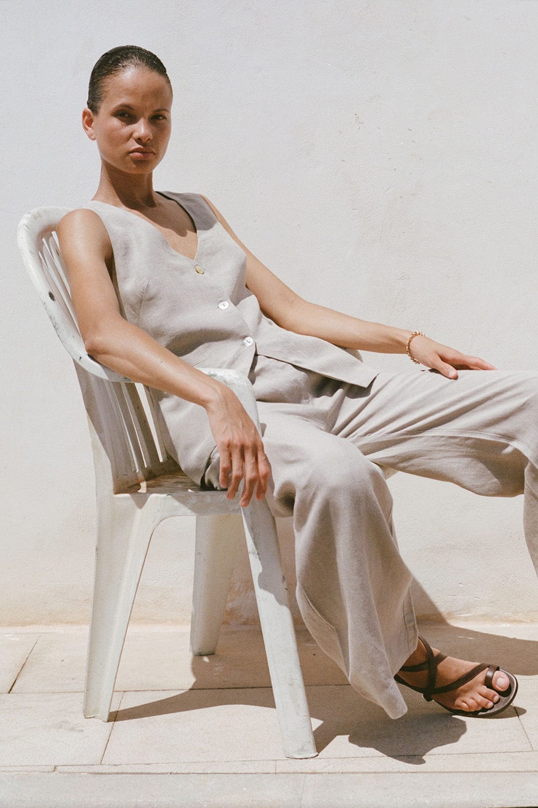 arkitaip Trousers The Willow Wide-Leg Pleated Linen Trousers in oatmeal