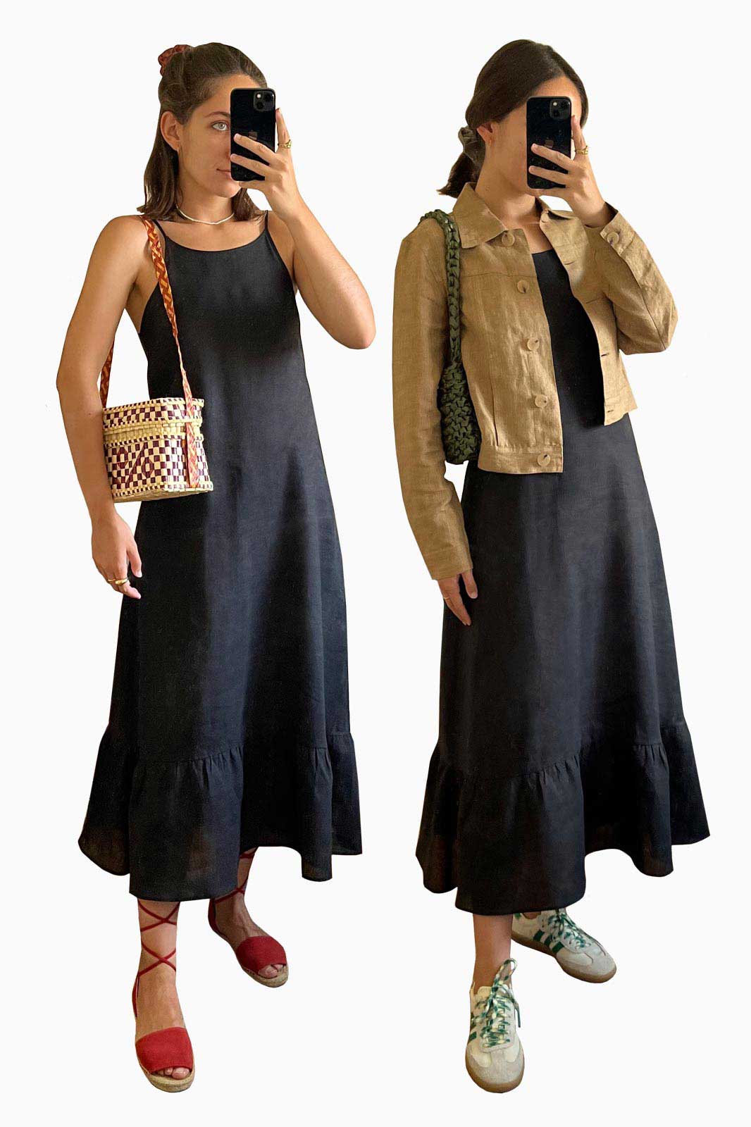 arkitaip Maxi Dresses The Gerda Ruffled Slip Dress in Black