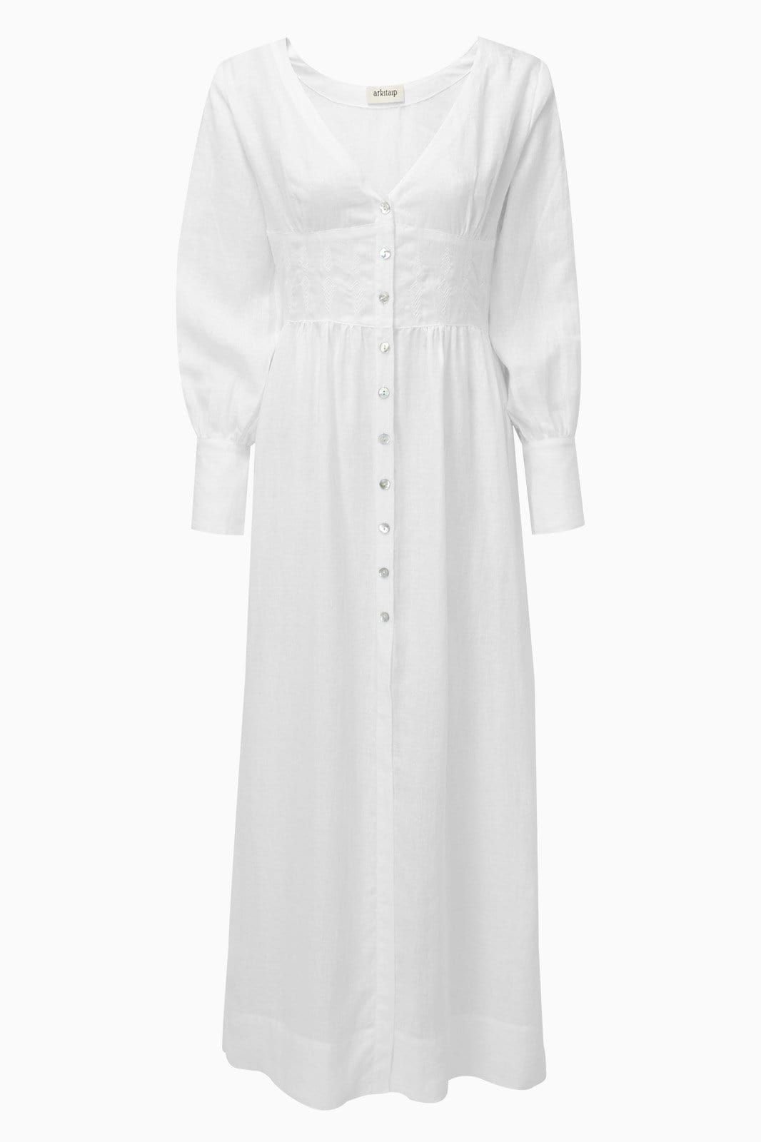 arkitaip Maxi Dresses The Gertrude Linen Maxi Dress in White