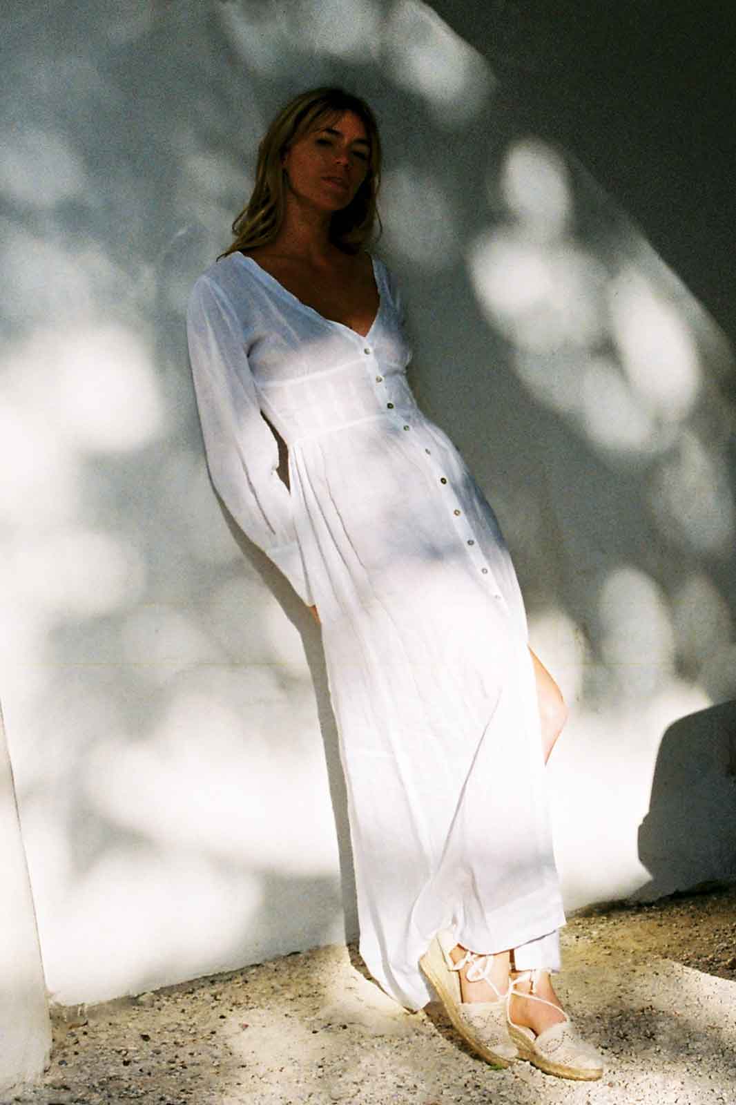 arkitaip Maxi Dresses The Gertrude Linen Maxi Dress in White