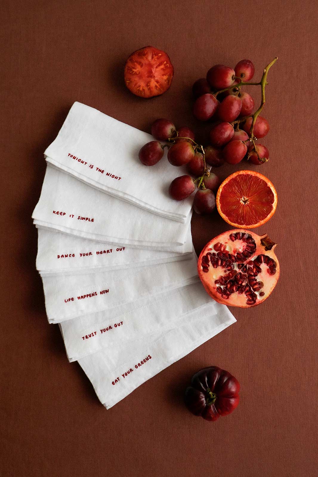 arkitaip Napkins Pastel Red Gratitude Linen Napkins Set of 6