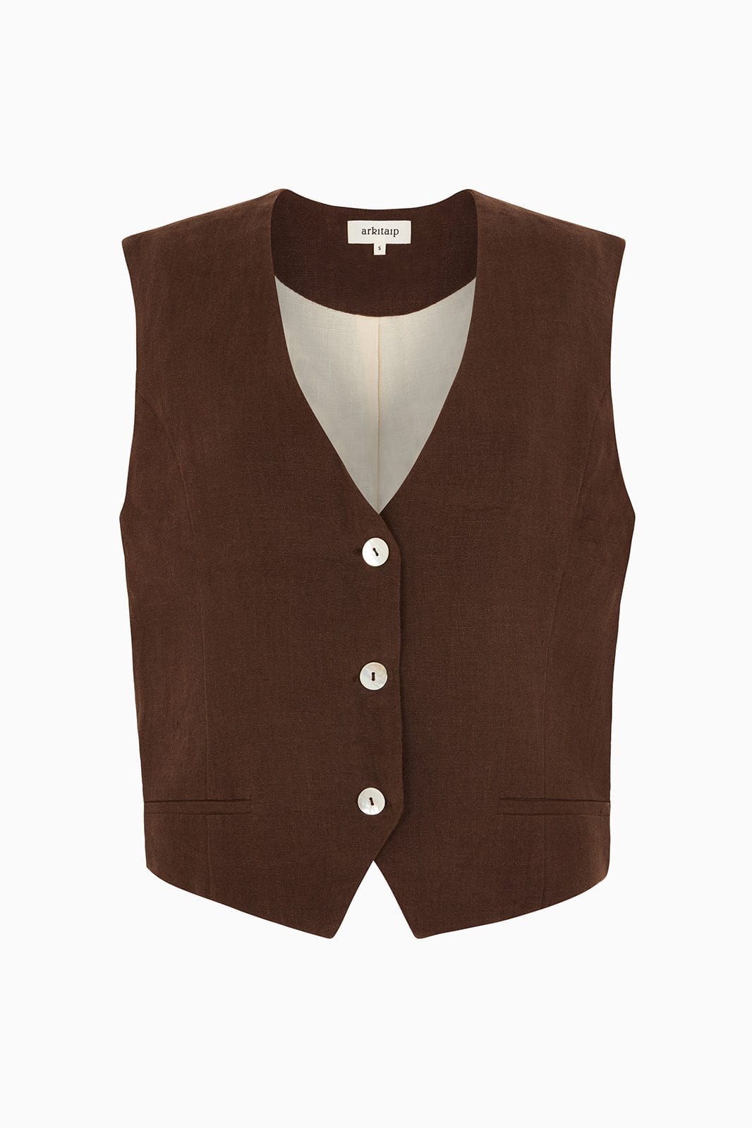 arkitaip The Bobby Linen Vest in chocolate