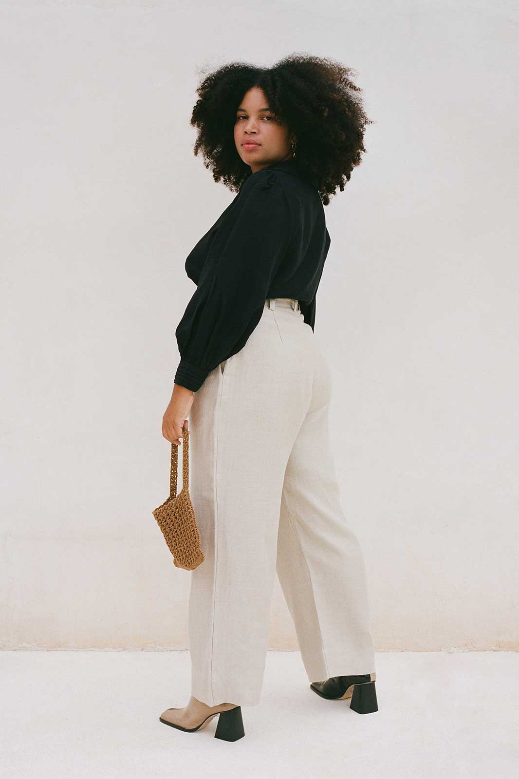 arkitaip Trousers The Wabi Pleated Linen Trousers in Beige Herringbone