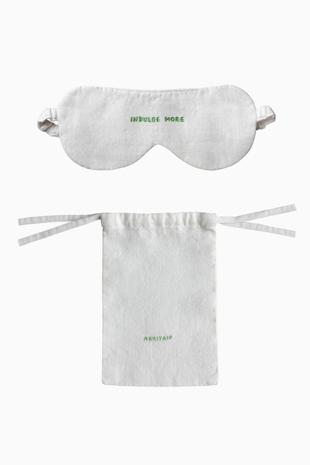 arkitaip Bags White/Green 'Indulge More' Linen Eye Mask