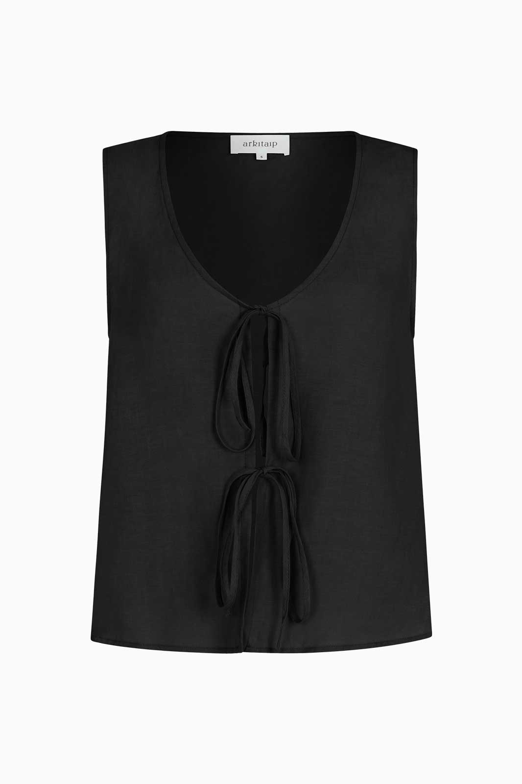 arkitaip Blouses The Camilla Sleeveless Tie Top in black