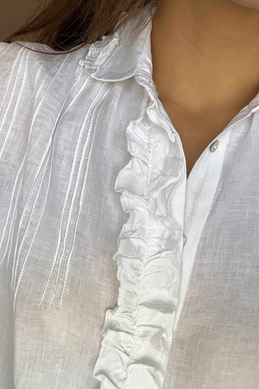 arkitaip Blouses The Johana Linen Blouse in white