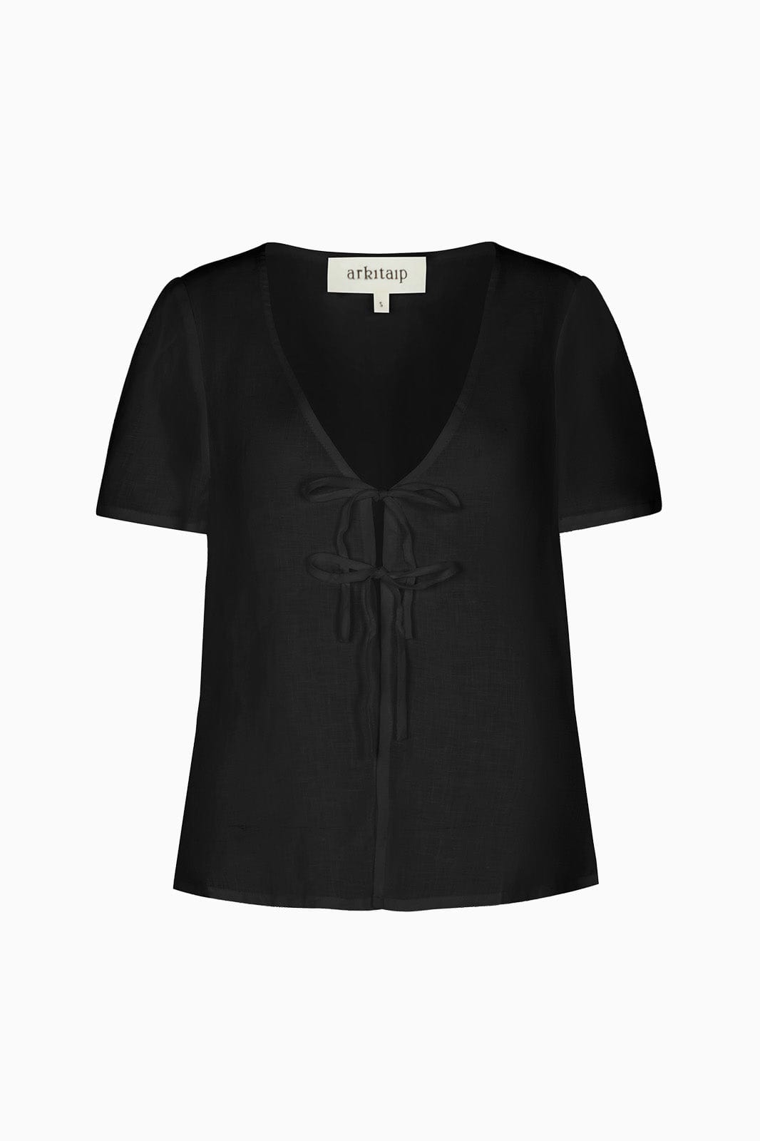arkitaip Blouses The Laurene Tie Blouse in black