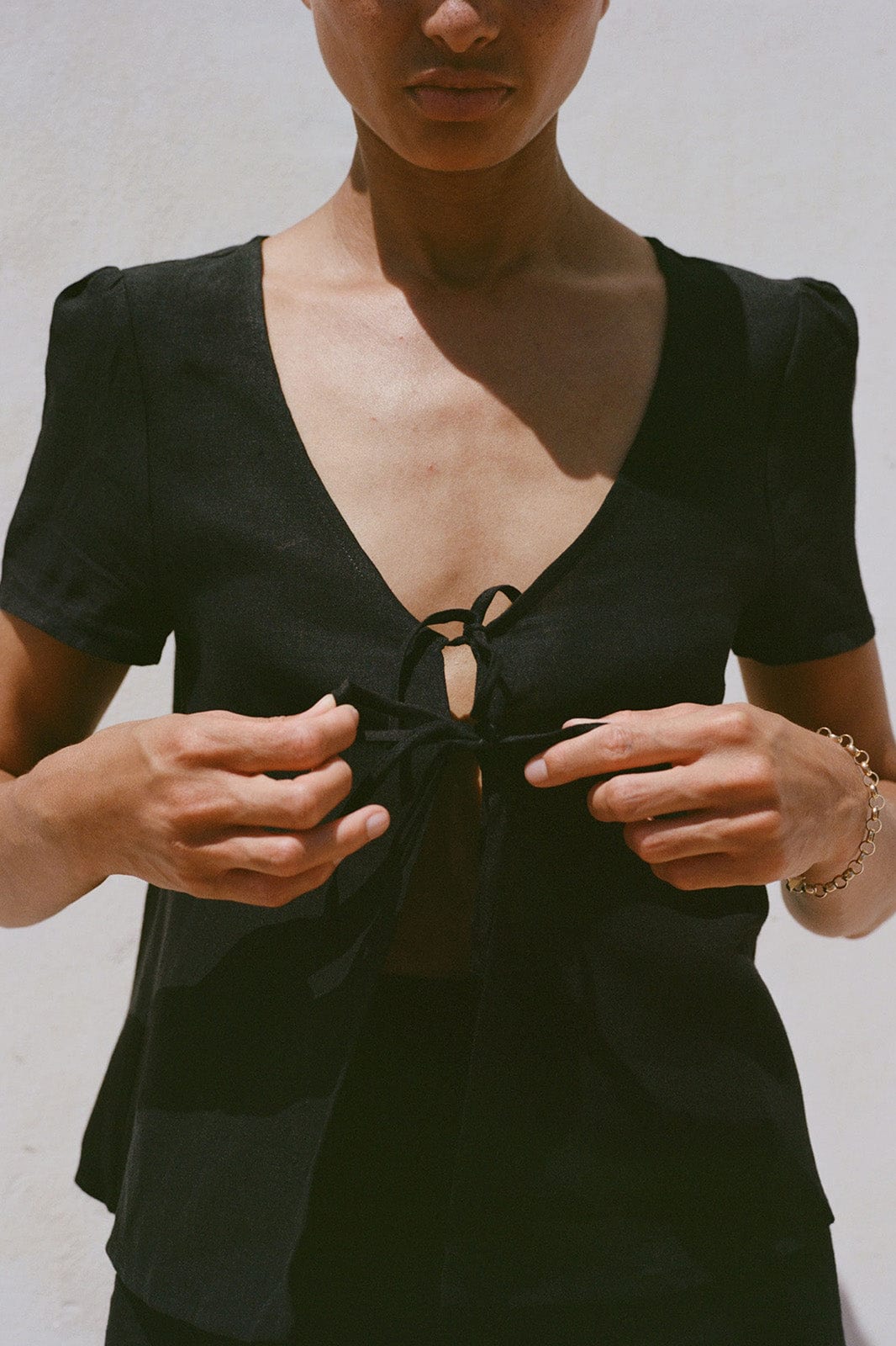 arkitaip Blouses The Laurene Tie Blouse in black