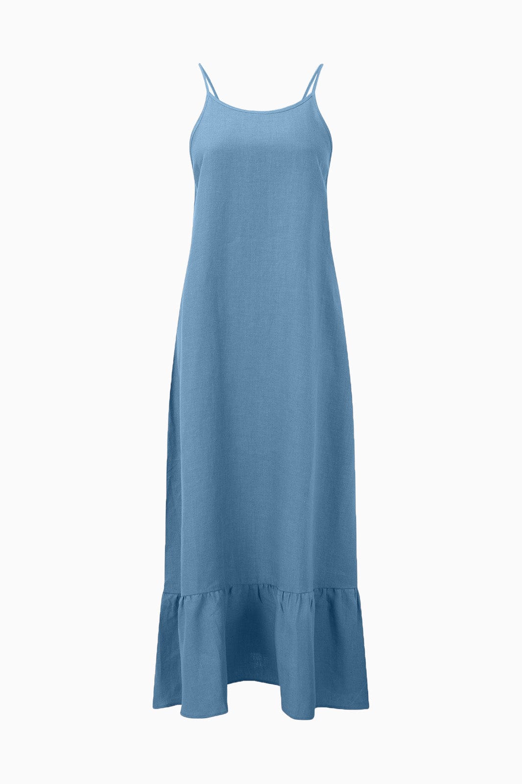 arkitaip Dresses The Gerda Ruffled Slip Dress in poppy blue