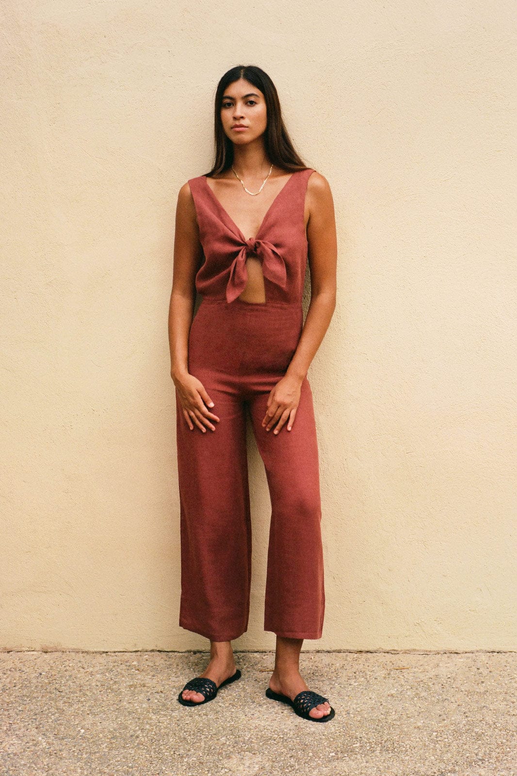 arkitaip Jumpsuits The Gretl Linen Jumpsuit in terracotta - Archive