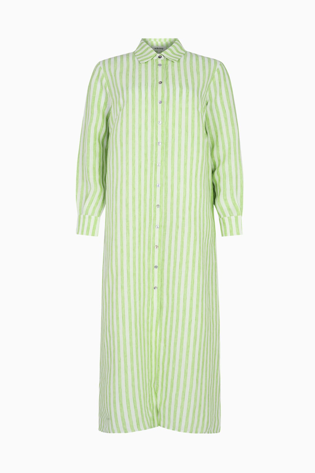 arkitaip Maxi Dresses S The Gina Shirt Dress in striped lime green