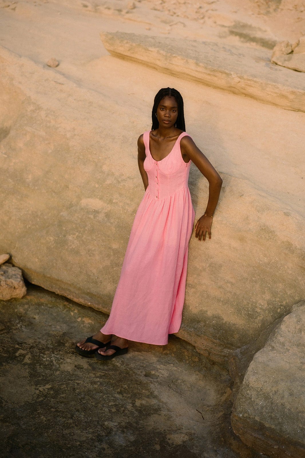 arkitaip Maxi Dresses The Allegra Bustier Maxi Dress in bubblegum pink