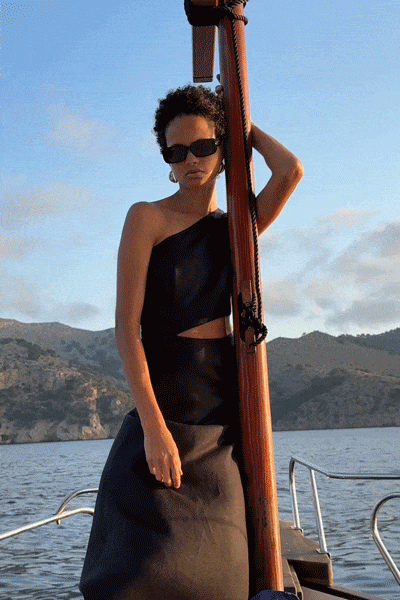 arkitaip Maxi Dresses The Ava Asymmetric Maxi Dress in black