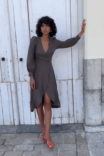 arkitaip Maxi Dresses The Garance Midi Wrap Dress in mocha