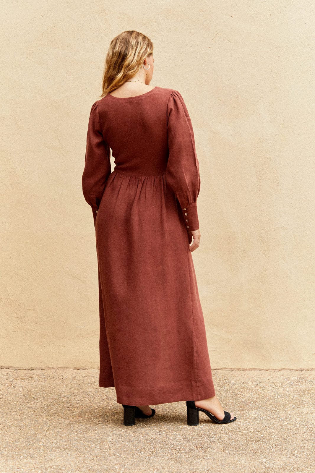 arkitaip Maxi Dresses The Gertrude Linen Maxi Dress in terracotta - Sample