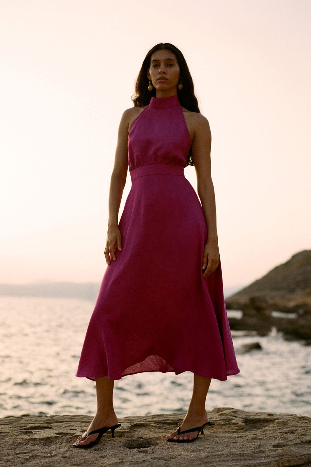 arkitaip Maxi Dresses The Isi Halterneck Dress in berry