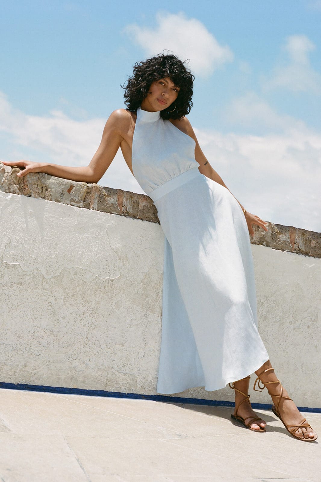arkitaip Maxi Dresses The Isi Halterneck Dress in sky blue