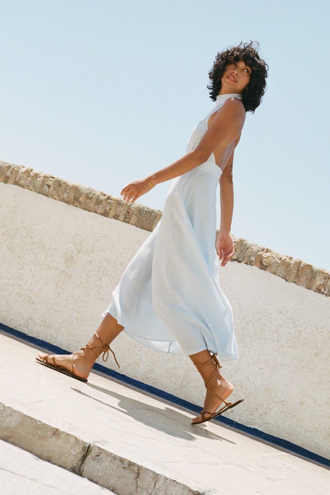 arkitaip Maxi Dresses The Isi Halterneck Dress in sky blue