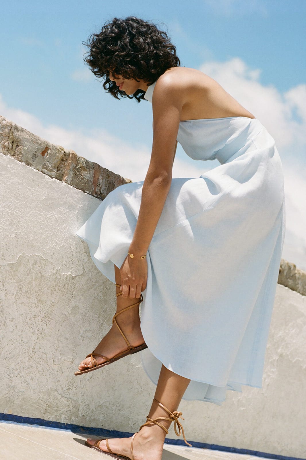 arkitaip Maxi Dresses The Isi Halterneck Dress in sky blue