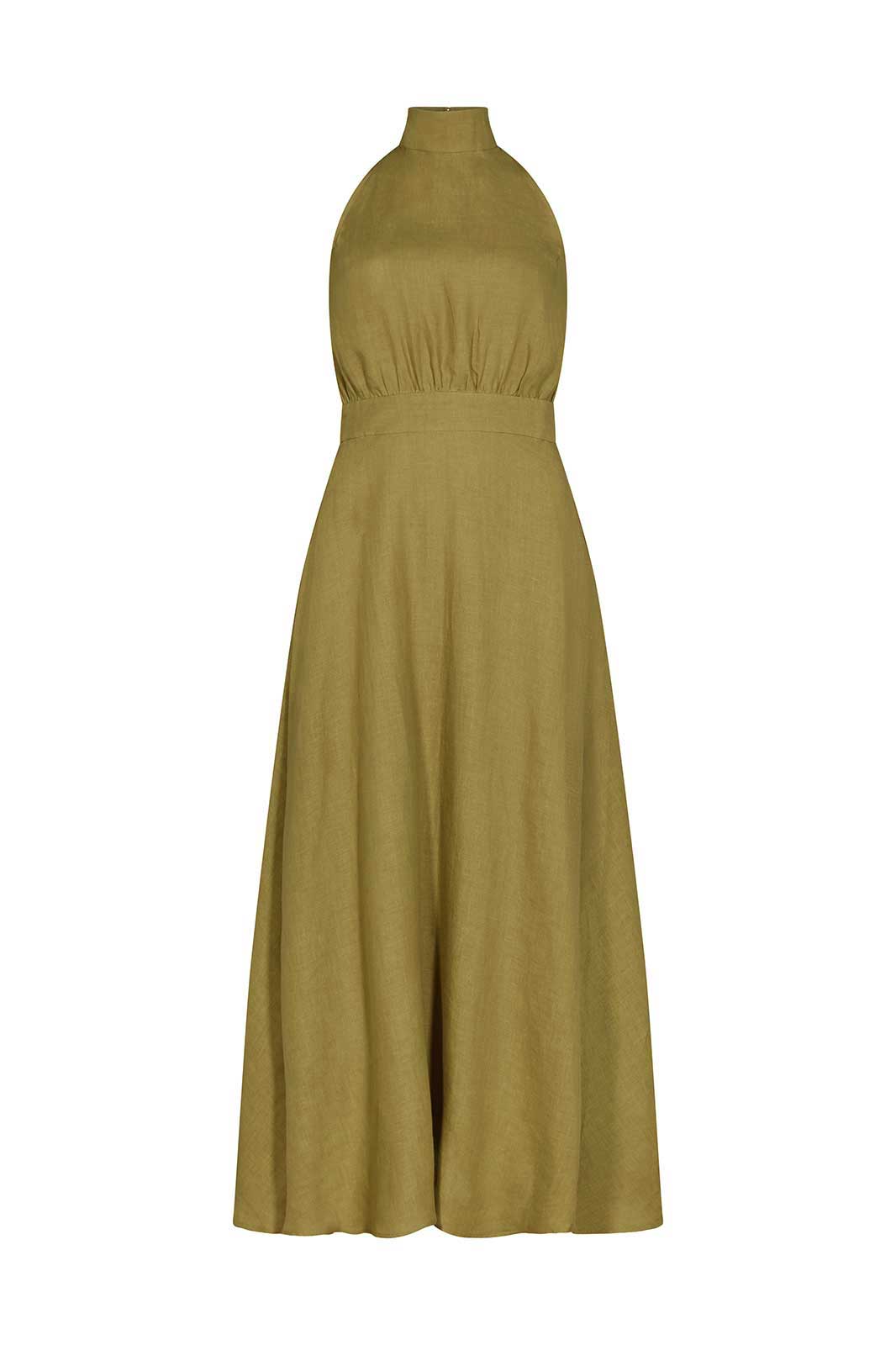 arkitaip Maxi Dresses The Isi Halterneck Dress in Willow Green - Sample