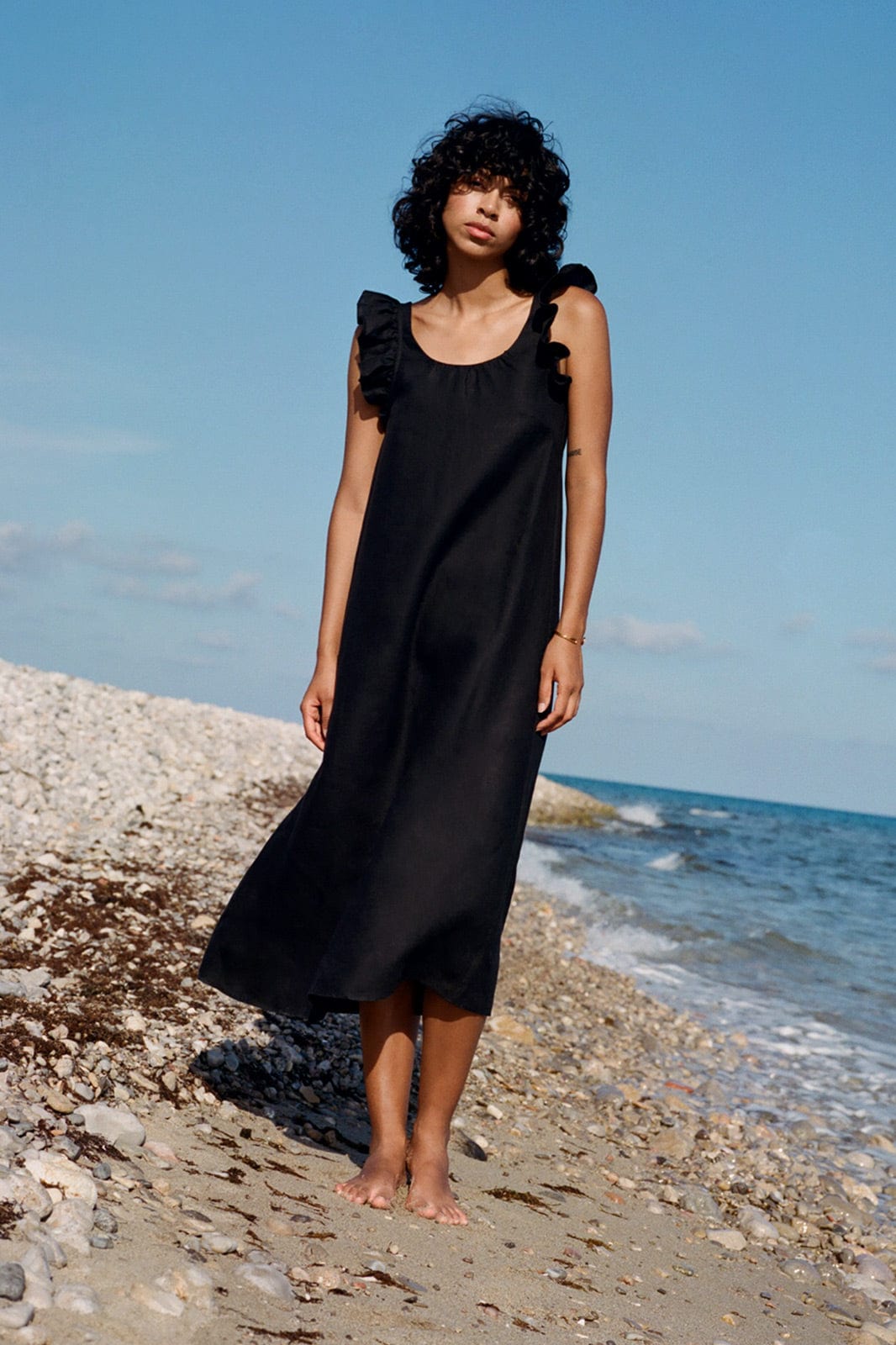 arkitaip Maxi Dresses The Jane Ruffled Maxi Dress in black