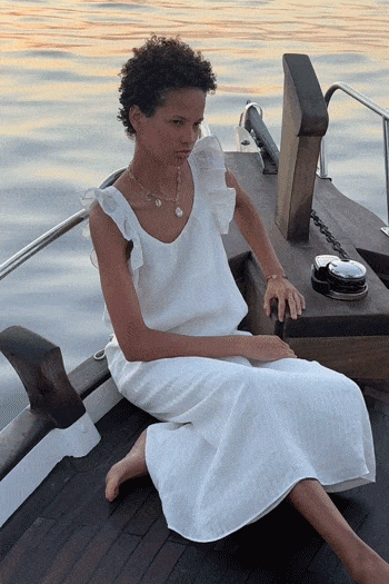 arkitaip Maxi Dresses The Jane Ruffled Maxi Dress in off-white
