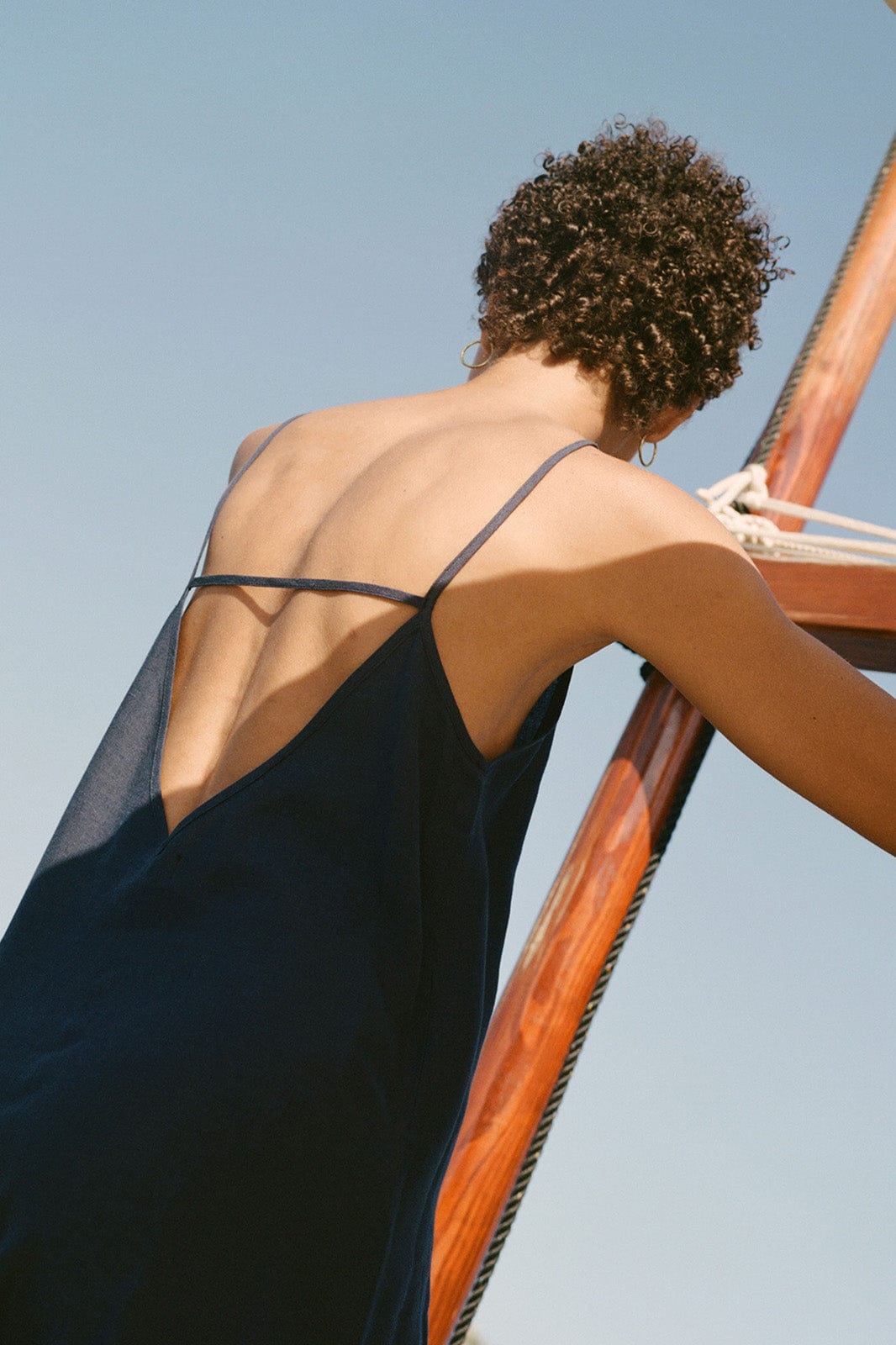 arkitaip Maxi Dresses The Trude Linen Slip Dress in navy blue