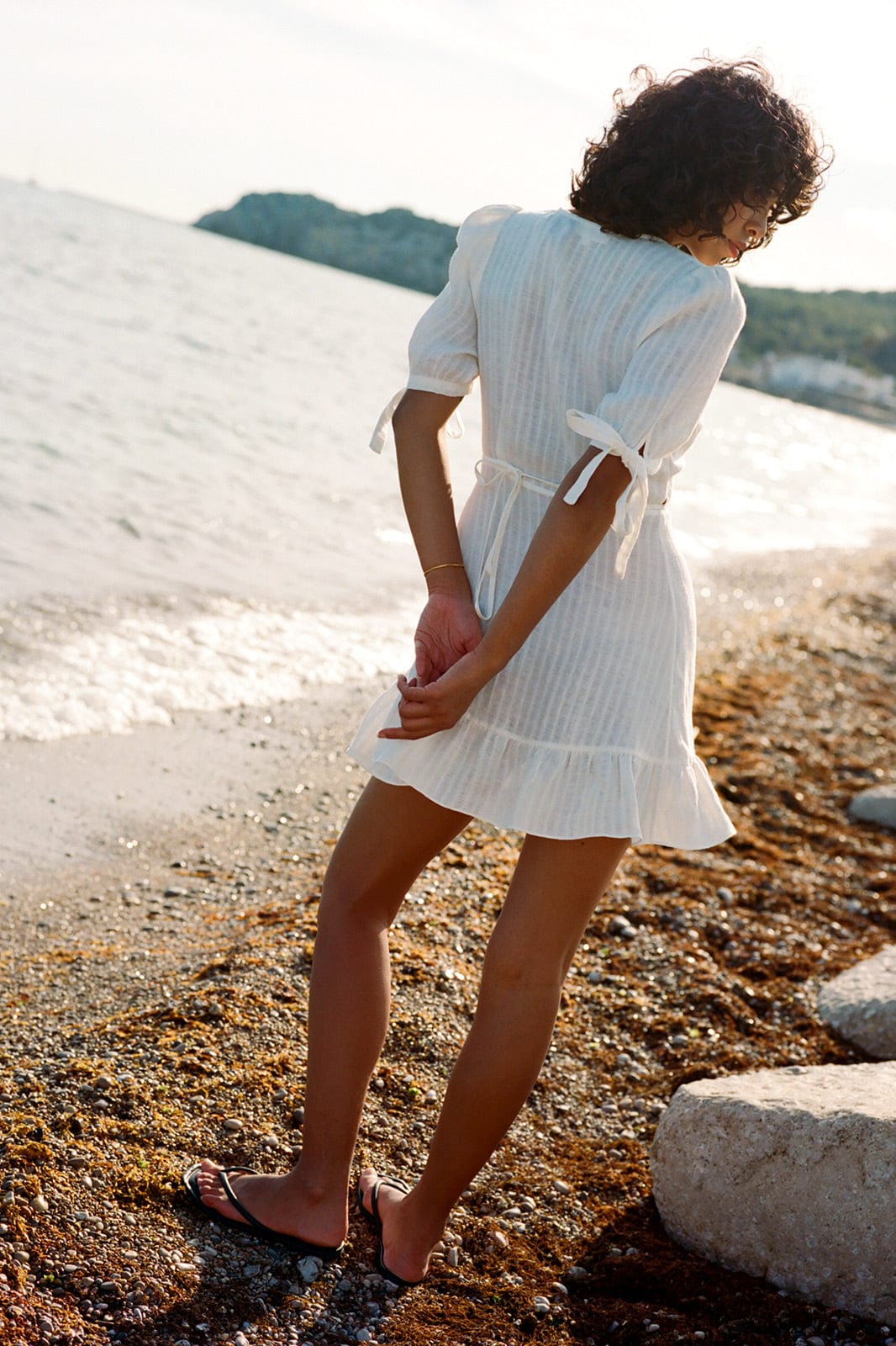 arkitaip Mini Dresses The Catalina Mini Wrap Dress in off-white