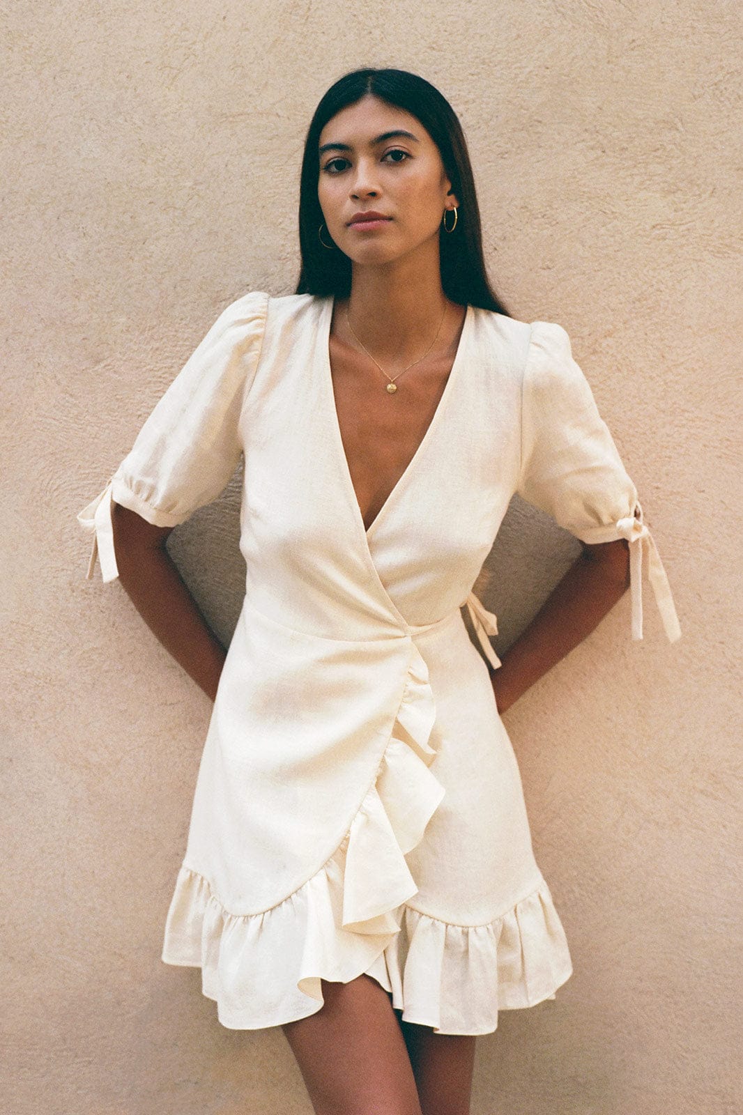 arkitaip Mini Dresses The Catalina Mini Wrap Dress in vanilla - Sample