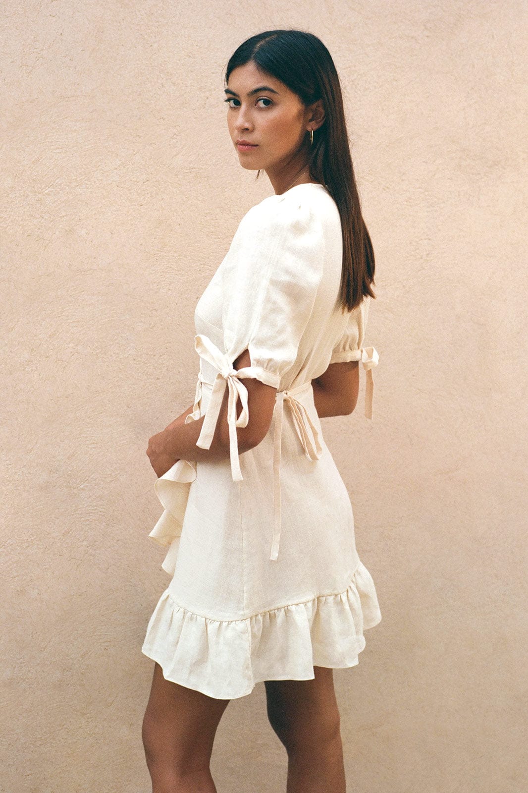 arkitaip Mini Dresses The Catalina Mini Wrap Dress in vanilla - Sample