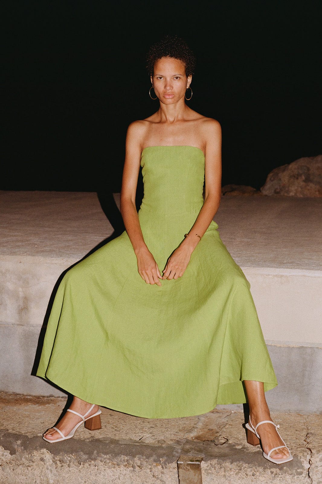 arkitaip Mini Dresses The Chiara Maxi Bandeau Dress in apple green