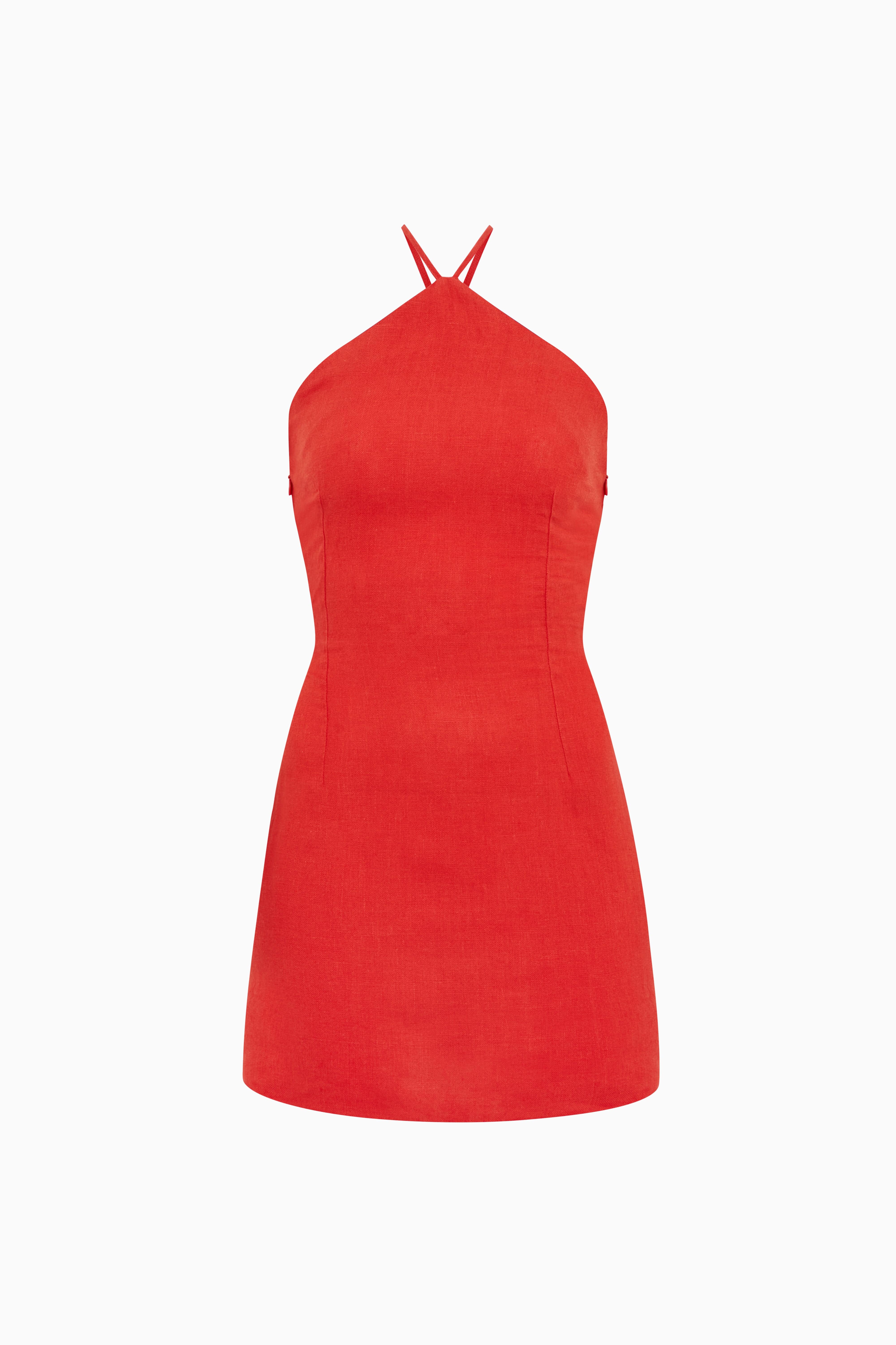 arkitaip Mini Dresses The Rita Mini Halterneck Dress in red