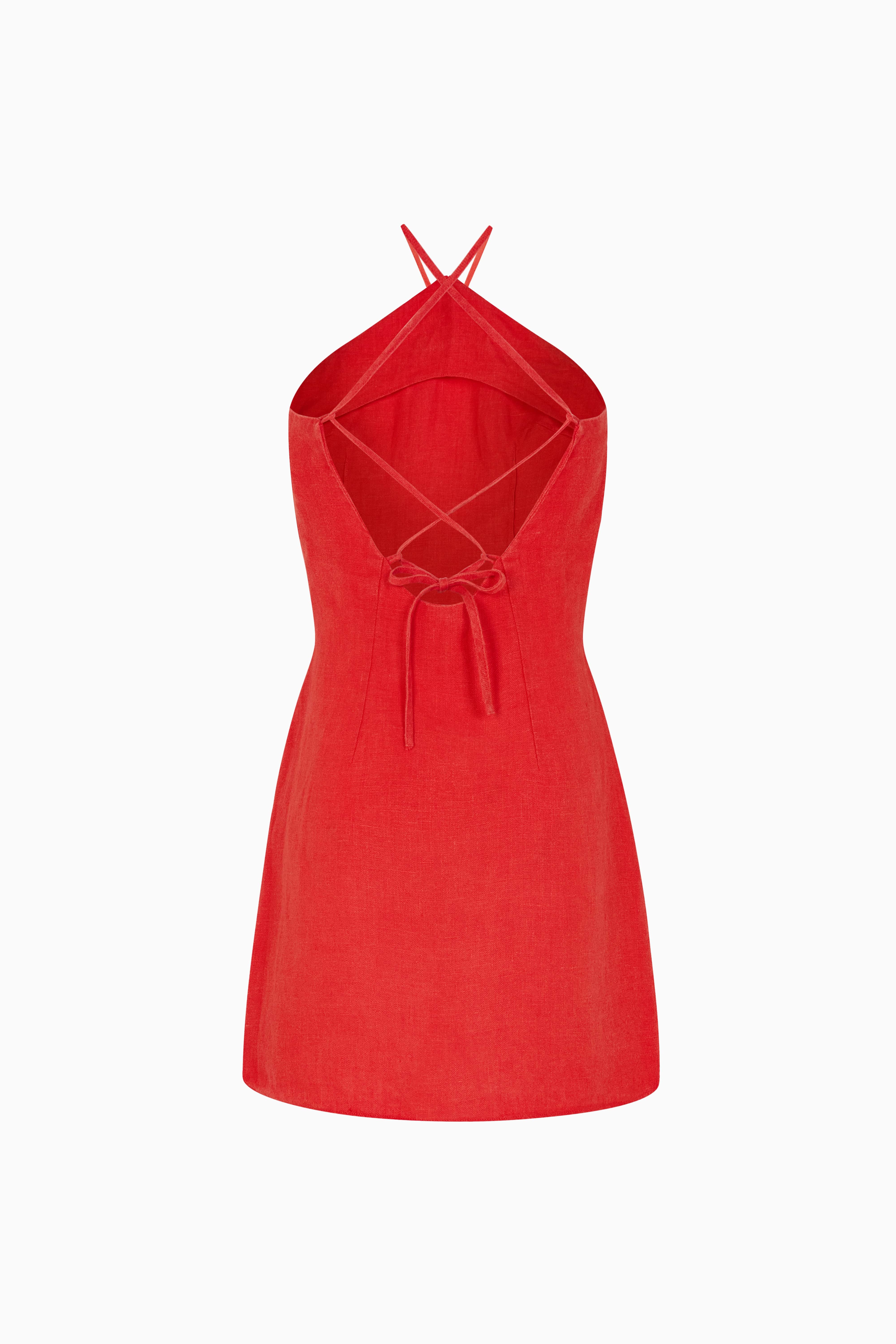 arkitaip Mini Dresses The Rita Mini Halterneck Dress in red