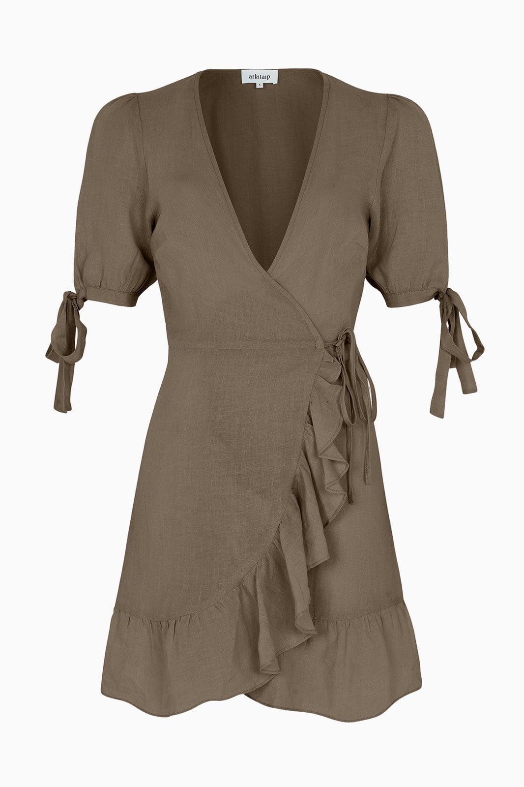 arkitaip Mini Dresses XL / mocha Catalina Mini Wrap Dress in mocha - Sample