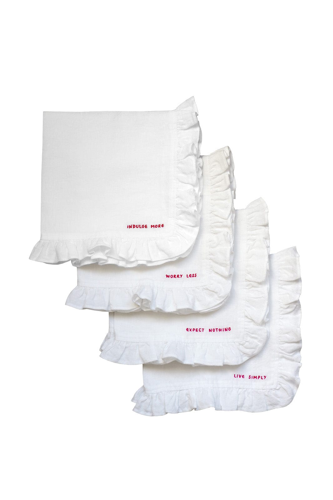 arkitaip Napkins Off-White Set of 4 Ruffled Gratitude Linen Napkins