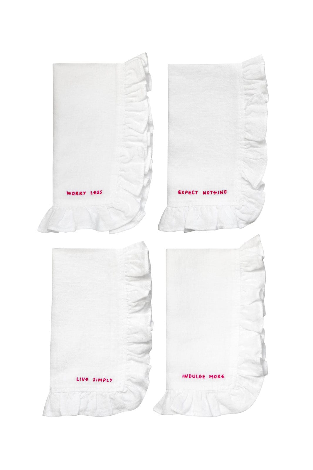 arkitaip Napkins Off-White Set of 4 Ruffled Gratitude Linen Napkins