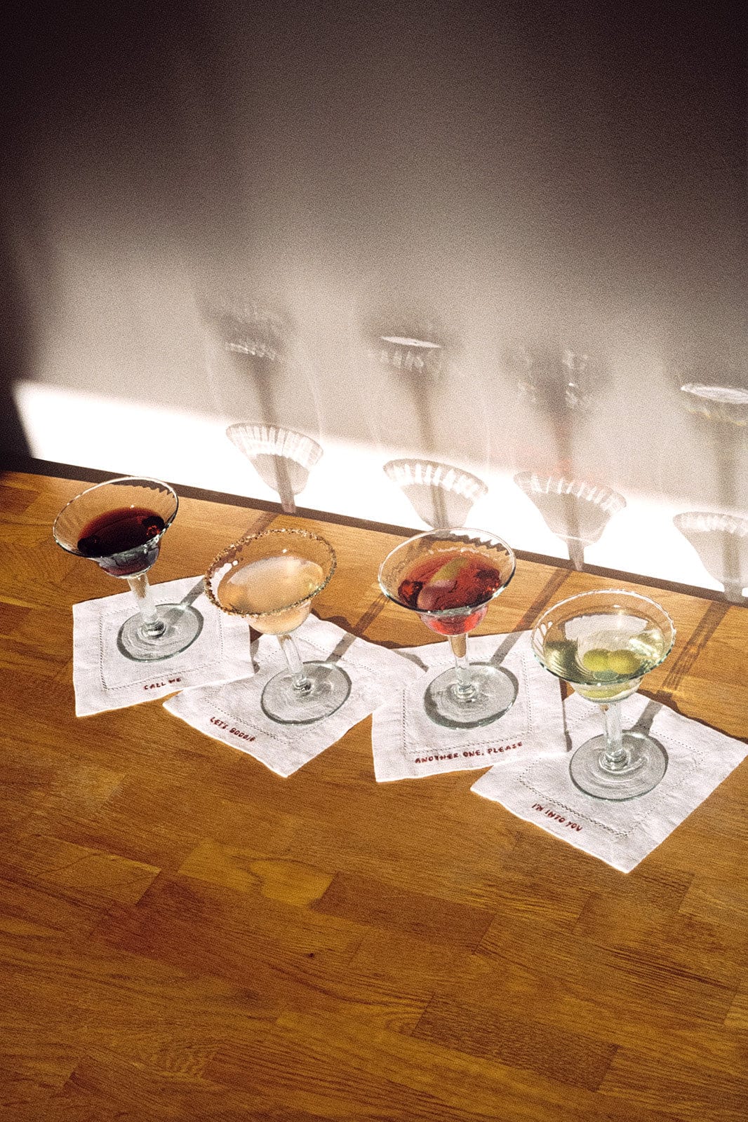 arkitaip Napkins White/Red Gratitude Hemstitched Cocktail Linen Napkins - Set of 4