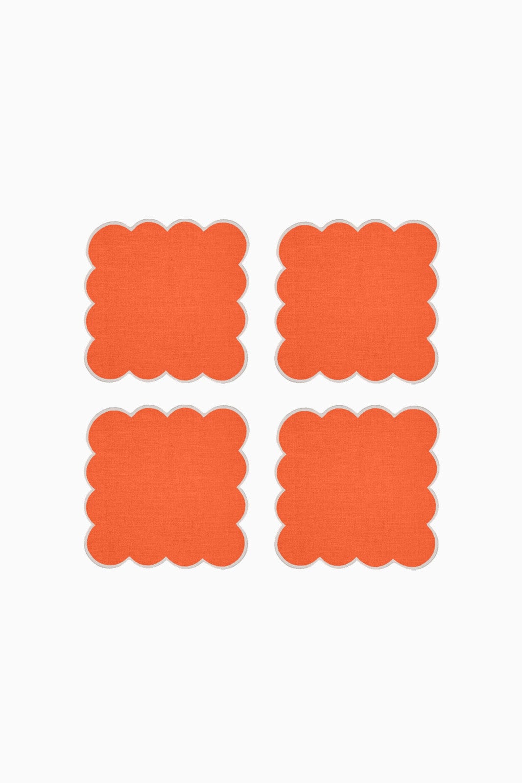 arkitaip Napkins Zero-Waste Scalloped Linen Cocktail Napkins coral - Set of 4