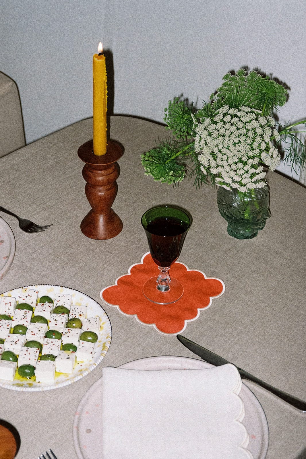 arkitaip Napkins Zero-Waste Scalloped Linen Cocktail Napkins coral - Set of 4