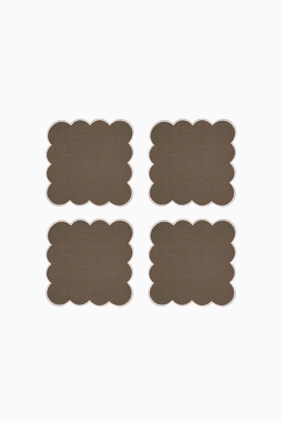 arkitaip Napkins Zero-Waste Scalloped Linen Cocktail Napkins mocha - Set of 4