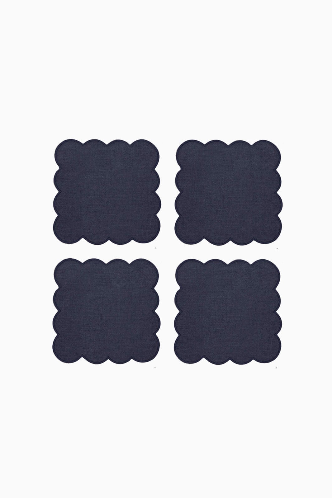 arkitaip Napkins Zero-Waste Scalloped Linen Cocktail Napkins navy blue - Set of 4