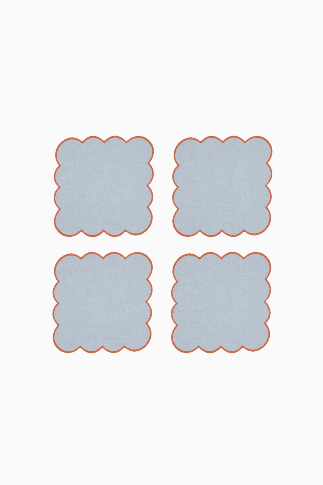 arkitaip Napkins Zero-Waste Scalloped Linen Cocktail Napkins sky blue - Set of 4