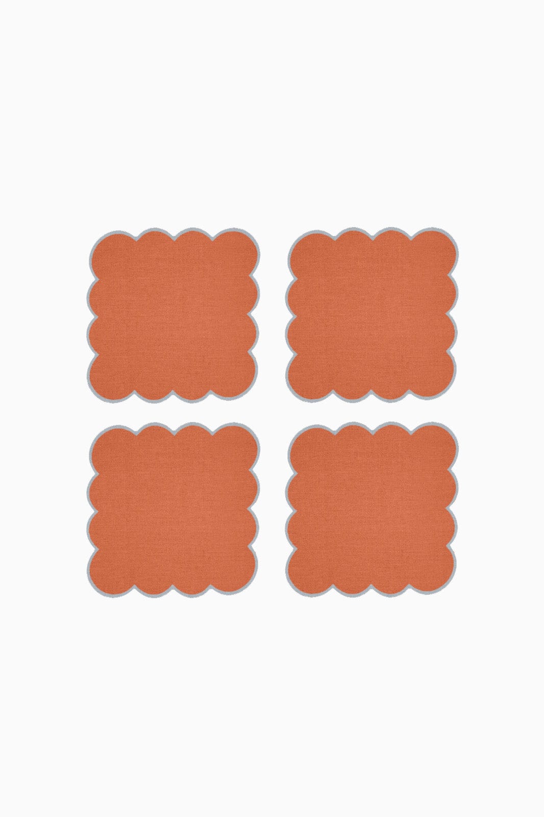arkitaip Napkins Zero-Waste Scalloped Linen Cocktail Napkins tangerine - Set of 4