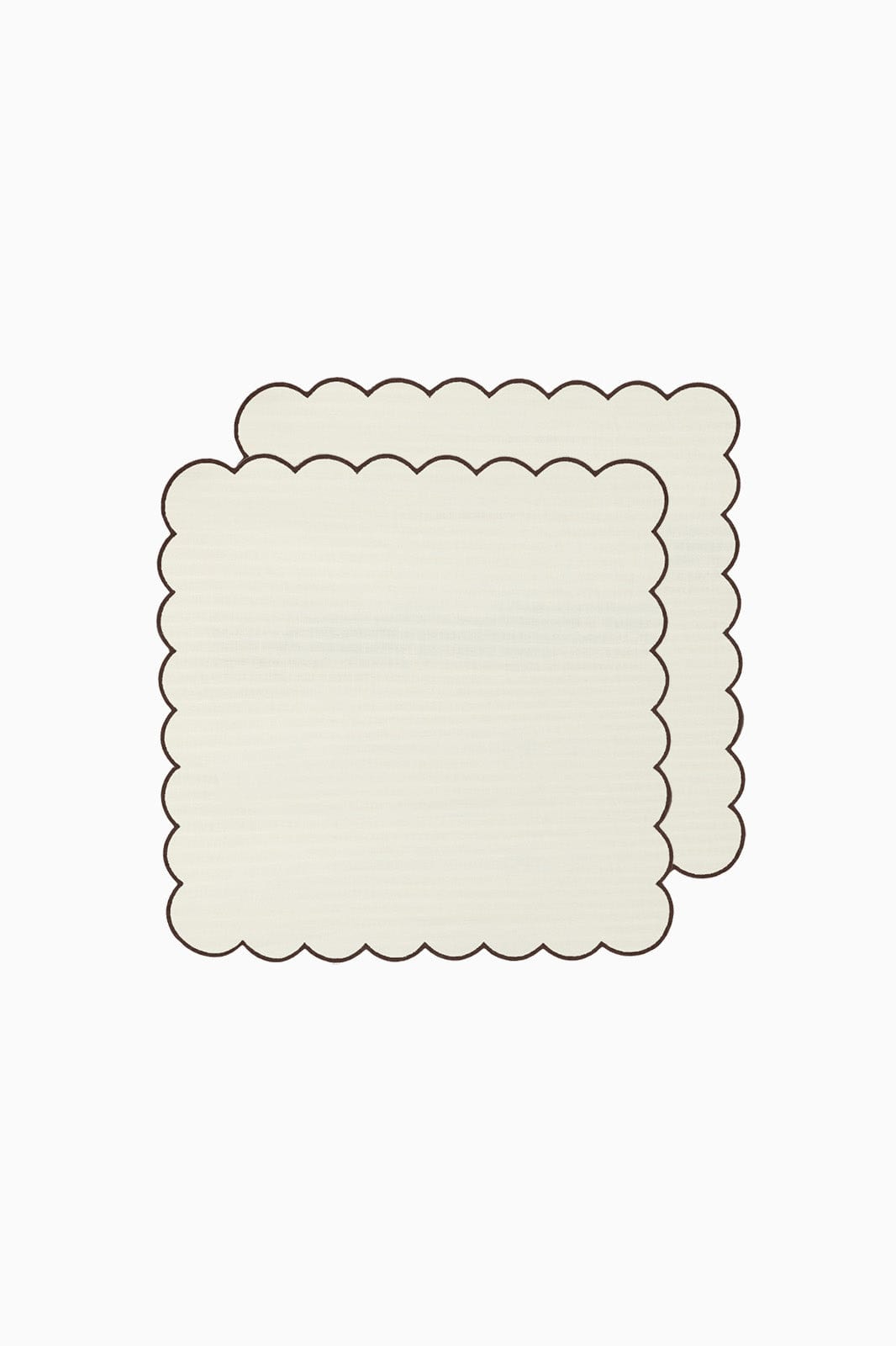 arkitaip Napkins Zero-Waste Scalloped Linen Napkins off-white/chocolate - Set of 2