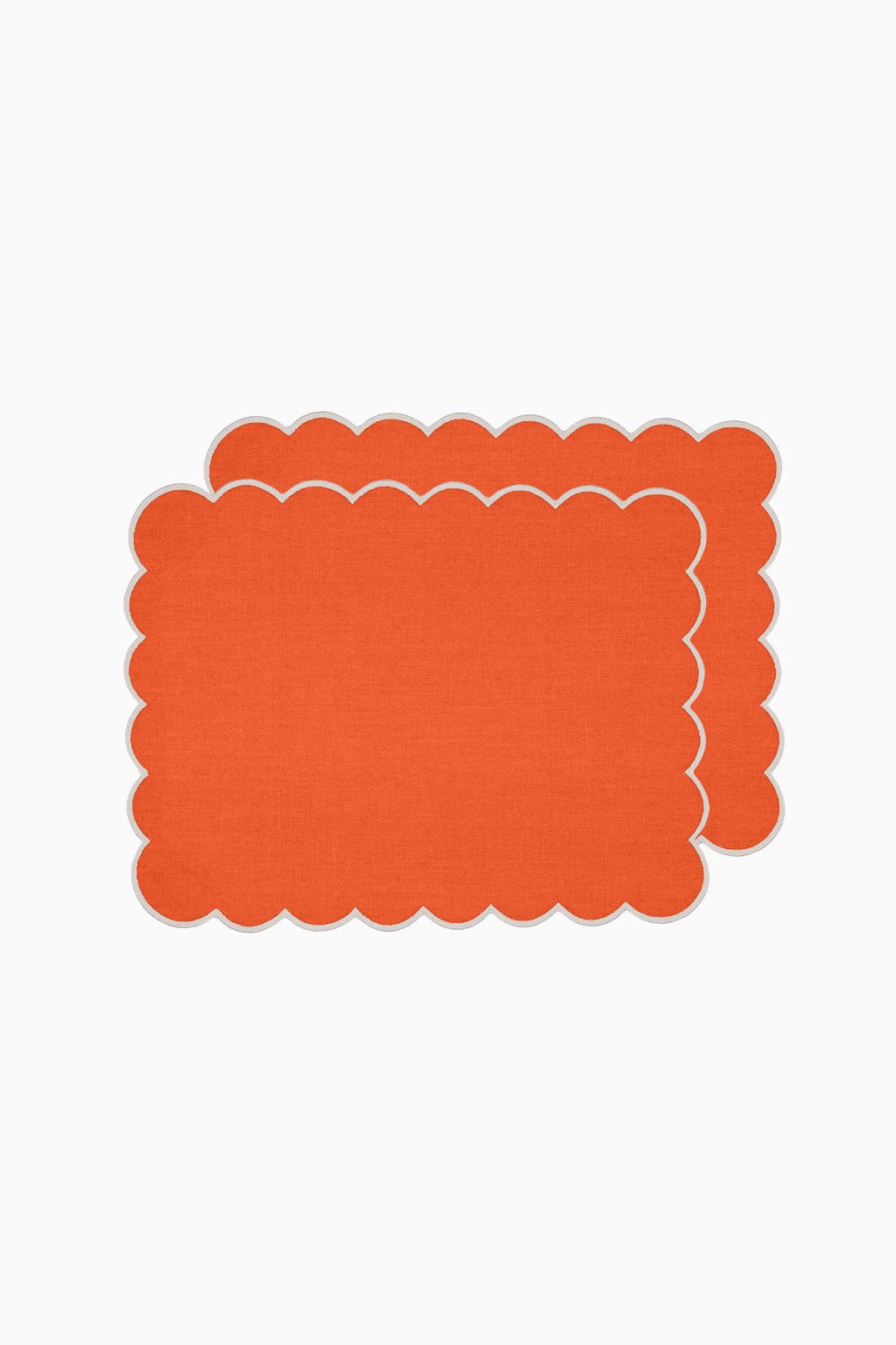 arkitaip Placemat Zero-Waste Scalloped Linen Placemats coral - Set of 2