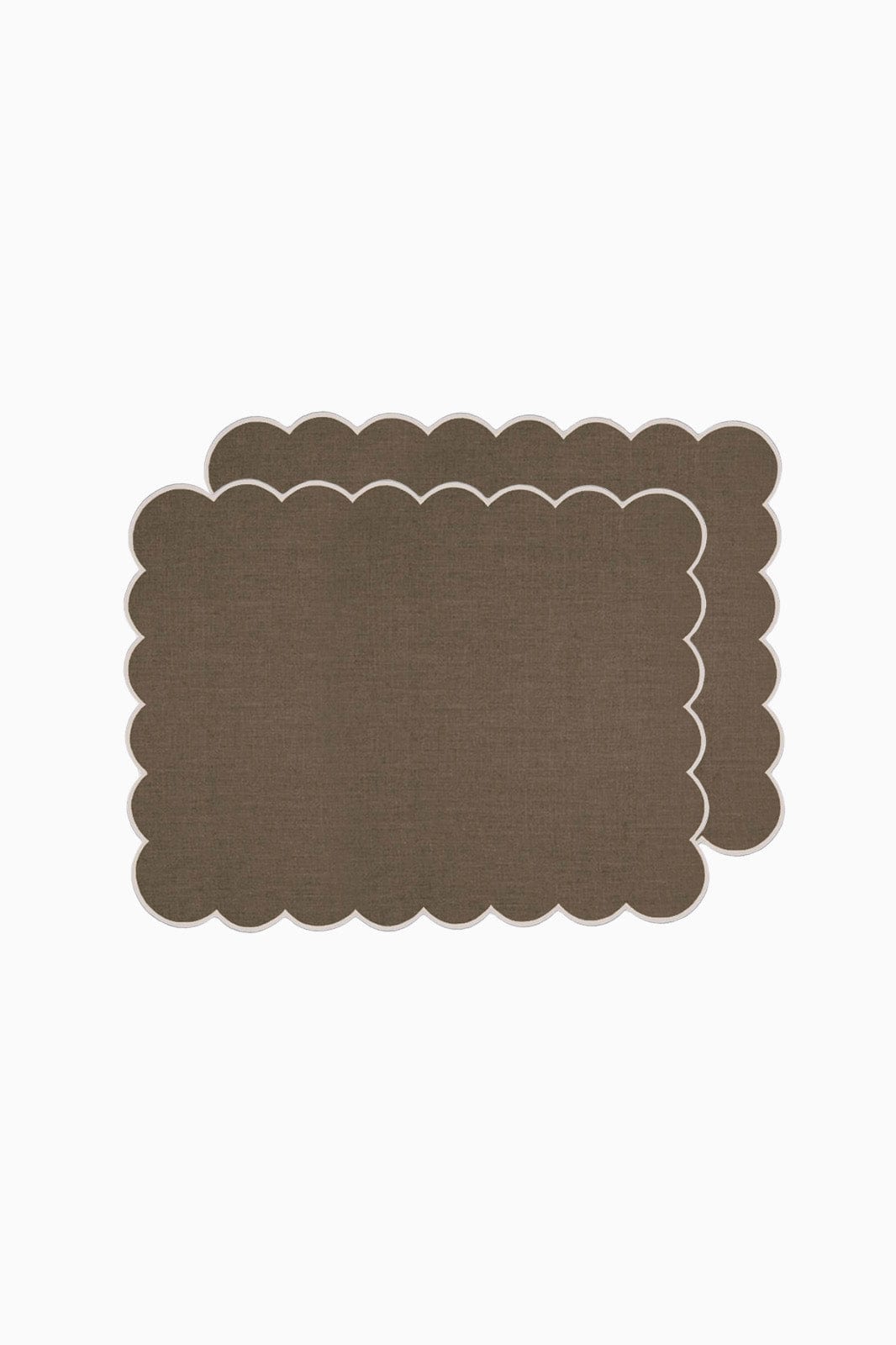 arkitaip Placemat Zero-Waste Scalloped Linen Placemats mocha - Set of 2