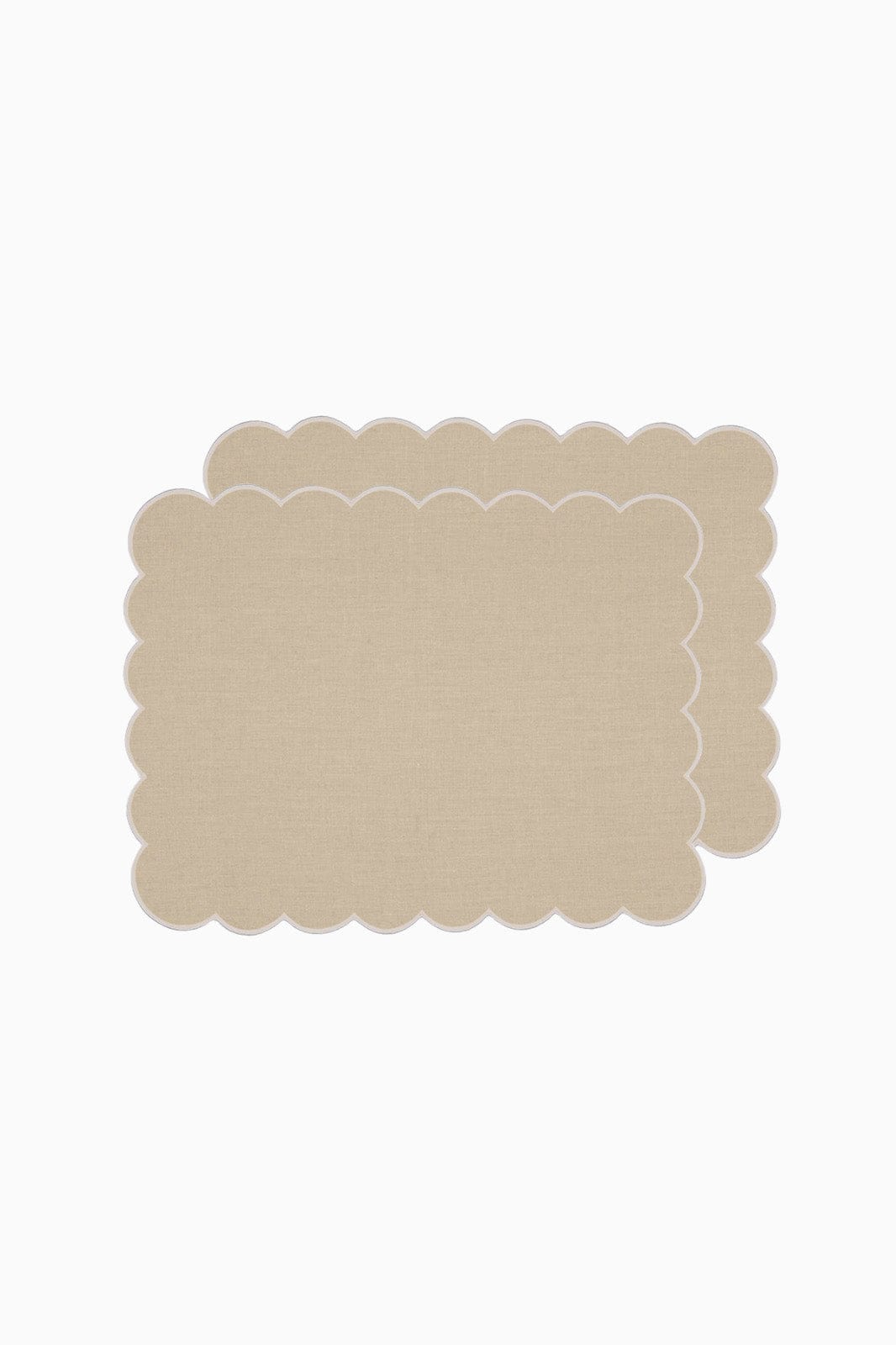 arkitaip Placemat Zero-Waste Scalloped Linen Placemats oatmeal- Set of 2